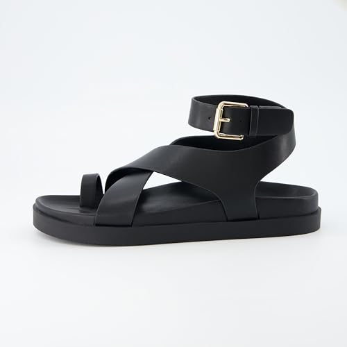 Entry Womens Ankle Wrap Molded Footbed Sandal with Adjustable Strap | Non-Slip Outsole | Womens Platform Sandals | Comfortable