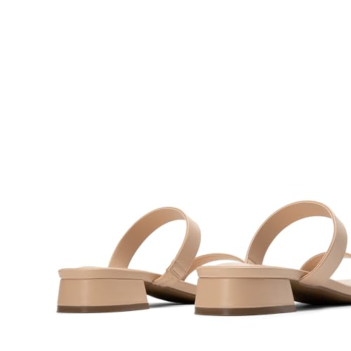 31ttEC07KhL.jpg Women's Slides Heels Slip On Low Block Sandals Two Strap Open Round Toe Chunky Casual Summer Mules Shoes