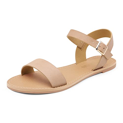 31ty78YgZ6L.jpg Women's Ankle Strap Flat Sandals Open Toes One Band Buckle Summer Dressy Sandals