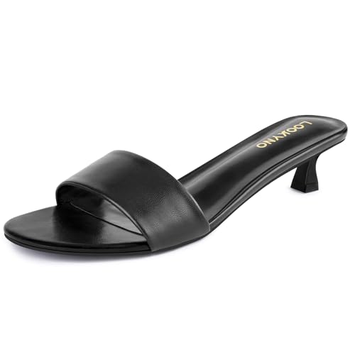 31vHvfw27L.jpg Womens Heeled Sandals Open Round Toe Kitten Low Heels for Women Slip on Slide Sandals Mule Heels Fashion Comfort Dress Party