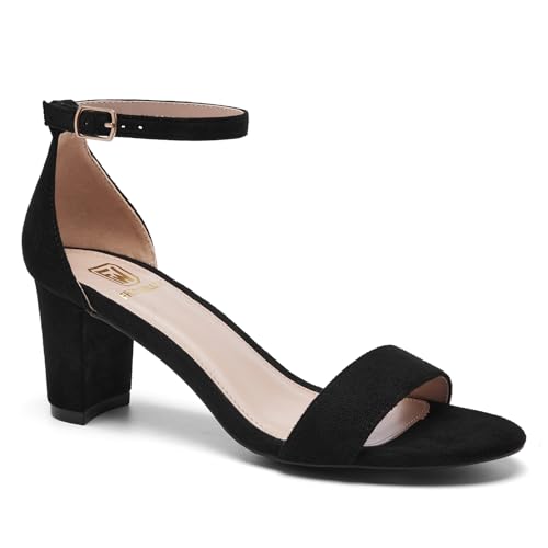 31vM2ueYYL.jpg Women Open Toe Low Chunky Short Heels Ankle Strap Block Heel Sandals Party Dress Wedding Pump Shoes