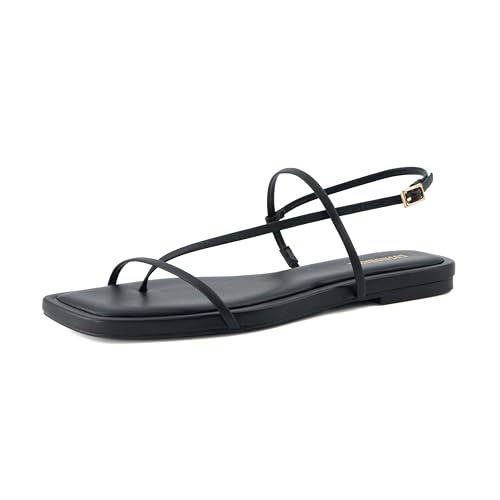 Glory Minimalist Strappy Womens Sandals ??Sleek Adjustable Back Strap Flat Sandals for Women