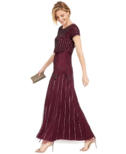 Women's Short Sleeve Beaded Gown