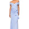 Women's Long Off Shoulder Sweetheart Neck Side Ruffle Gown