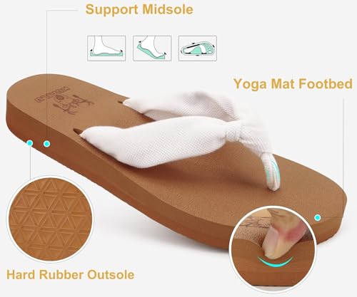 Flip Flops for Women with Arch Support Yoga Mat Comfortable Summer Beach Walking Thong Cushion Sandals Slip On Indoor Outdoor