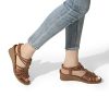 Women's Comfortable Strappy Low Heel Open Toe Slip-On Wedge Sandals Arch Support for Summer Dressy Shoes