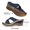 410HSQXIKAL.jpg Womens Wedge Sandals Leather: Dressy Sandal, Rubber Sole, Comfortable Walking, Casual Slip on Summer Shoes, Size 5-11