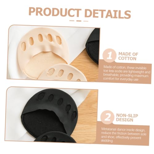 5 Pairs Toeless Toe Socks Cushion Half Socks for Women High Heels Sandals Invisible Foot Pads with and Relief Skin White Gray