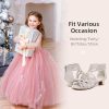 4124yajgTAL.jpg Girls High Heels Dress Pump Sandals Glitter Wedding Flower Party Princess Shoes for Kids Toddler