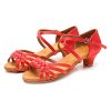 Girls Latin Dance Shoes Kids Low Heels Tango Salsa Ballroom Practice Dance Shoes, 1208,Red, 2 M Little Kid