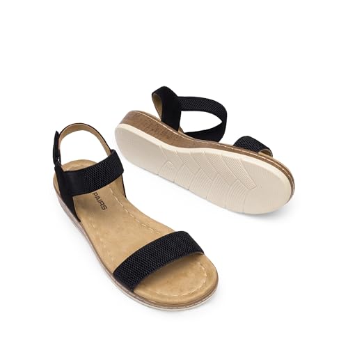 412mrZVwRXL.jpg Women's Comfortable Dressy Cork Low Wedge Heels Cute Summer One Band Casual Flat Sandals with Adjustable Ankle Strap