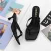 4146Dc1fExL.jpg Women's Kitten Heels Thong Sandals Open Square Toe Flip Flop Low Heels 2.5 Inch Slip On Sexy Women Dressy Slide Shoes for Casual