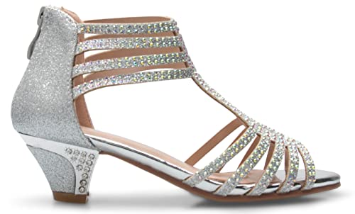 415TaF6sbL.jpg Girl's Cute Adorable Strappy Glitter Open Toe Heel Sandals - Adjustable buckle