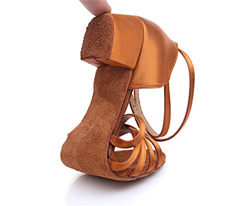 Latin Ballroom Dance Shoes for Girls Kids Satin Low Heel Salsa Tango Dancing Shoes for Women