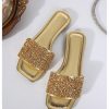 4164CmTX0HL.jpg Women's Rhinestone Sandals Glitter Strappy Sequin Shoes Square Toe Sparkly Flat Sandals