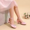 4167zpWS51L.jpg Girls Dress Shoes Closed Toe Low Heels Ankle Strap Pumps for Toddler Little Big Kid Flower Party Wedding Princess