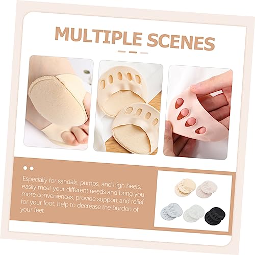5 Pairs Toeless Toe Socks Cushion Half Socks for Women High Heels Sandals Invisible Foot Pads with and Relief Skin White Gray