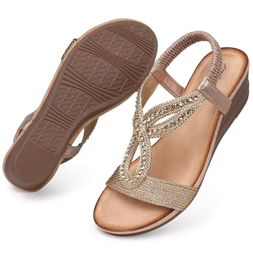 41748AAShJL.jpg Wedge Sandals for Women Dressy: Summer Low Wedges Comfortable Open Toe Sandals