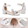417hXDEaj8L.jpg Girls Sandals Low Heels Ankle Strap Open Toe Dress Shoes Flower Girl Party Wedding Shoes for Girls