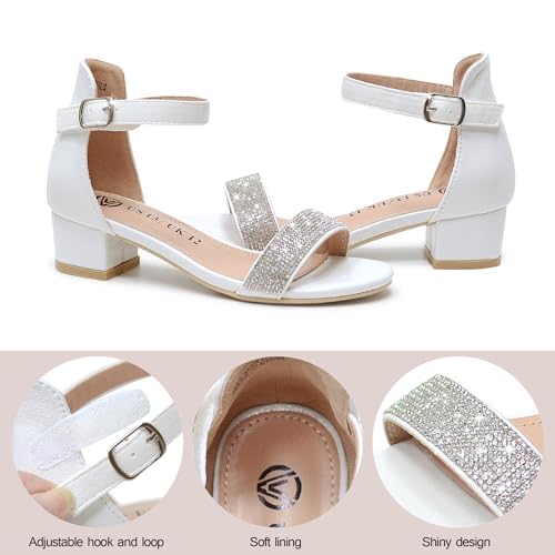 417hXDEaj8L.jpg Girls Sandals Low Heels Ankle Strap Open Toe Dress Shoes Flower Girl Party Wedding Shoes for Girls