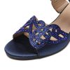 Womens Sparkly Kitten Heel Sandals,Ladies Summer Rhinestones Glitter Wedding Evening Slides Double Strap Dressy Casual Bling Low