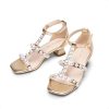 417wYtwb1jL.jpg Girls Sandals Ankle Strap T-Strap Low Heel Pearl Flower Pump Dress Wedding Party Square Toe Shoes for Little Kid/Big Kid
