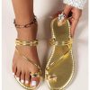 419JgJ89RgL.jpg Women's Metallic Open Toe Ring Sandals Summer Strappy Flat Sandals