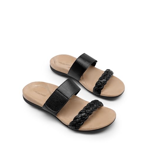 419cUQMVt4L.jpg Women's Arch Support Slides Flat Sandals Soft Cushion Slippers With Adjustable Straps
