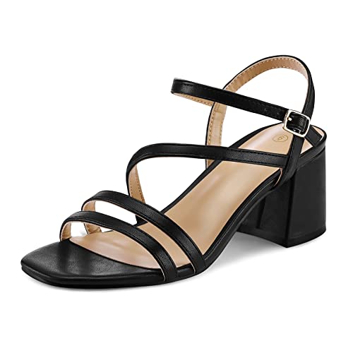 Women's Strappy Low Chunky Block Heel Sandals Open Toe Dress Shoes