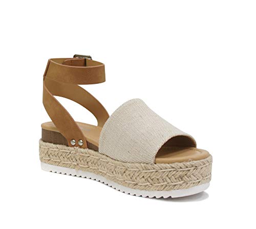 419qHikFMGL.jpg Topic Open Toe Buckle Ankle Strap Espadrilles Flatform Wedge Casual Sandal