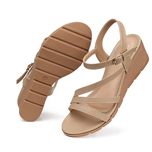 41ALdT6lqwL.jpg Wedge Sandals for Women Dressy: Summer Low Wedges Womens Comfortable Open Toe Sandal