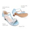Girls Sandals Ankle Strap T-Strap Low Heel Pearl Bow Flower Pump Dress Wedding Party Shoes for Little Kid/Big Kid