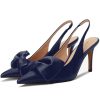 41DAQrNKEWL.jpg Women's Slingback Heels with Bow Pointed Toe Pumps with Elasticated Strap 3.3" High Heels for Evening Dress Shoes