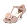 41DKC0uVYCL.jpg Girls Sandals Low Heel Dress Pump Ankle T Strap Flower Shoes Toddler/Little Kid/Big Kid