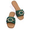 41FyJNPG4rL.jpg Womens Square Toe Dressy Summer Slide Sandals Flat Low Heel Big Metal Chain Slip On Party Slippers Shoes