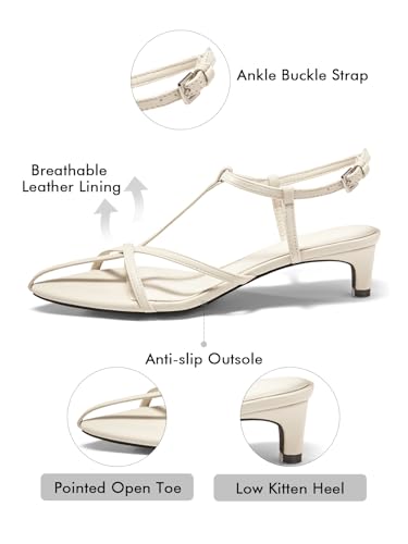 41GIQCMxB8L.jpg Womens Dress Sandals Strappy Low Kitten Heels Pointed Open Toe Summer Beach Shoes