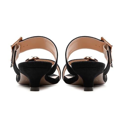 Womens Open Toe Evening Buckle Suede Casual Kitten Low Heel Heeled Sandals 1.5 Inch