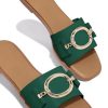 41HassyznSL.jpg Womens Square Toe Dressy Summer Slide Sandals Flat Low Heel Big Metal Chain Slip On Party Slippers Shoes