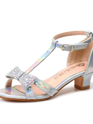 Girls Sandals Kids Strap Low Medium Heel Dress Open Toe Sandals
