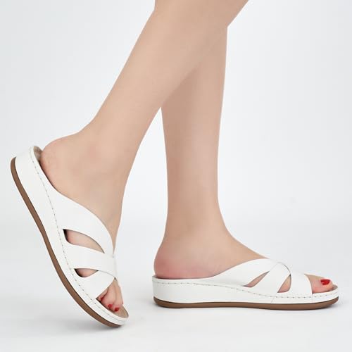 Womens Sandals Wedge Shoes: Dressy Summer Low Platform Slides Comfortable Walking Beach Sandals for Women 2025