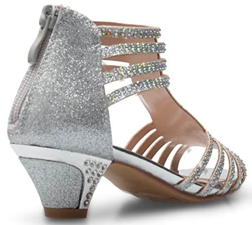 41JUciikiVL.jpg Girl's Cute Adorable Strappy Glitter Open Toe Heel Sandals - Adjustable buckle