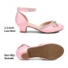 41JdTfQPNeL.jpg Girls Dress Shoes Closed Toe Low Heels Ankle Strap Pumps for Toddler Little Big Kid Flower Party Wedding Princess