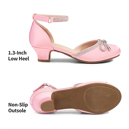 41JdTfQPNeL.jpg Girls Dress Shoes Closed Toe Low Heels Ankle Strap Pumps for Toddler Little Big Kid Flower Party Wedding Princess