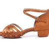 Latin Ballroom Dance Shoes for Girls Kids Satin Low Heel Salsa Tango Dancing Shoes for Women