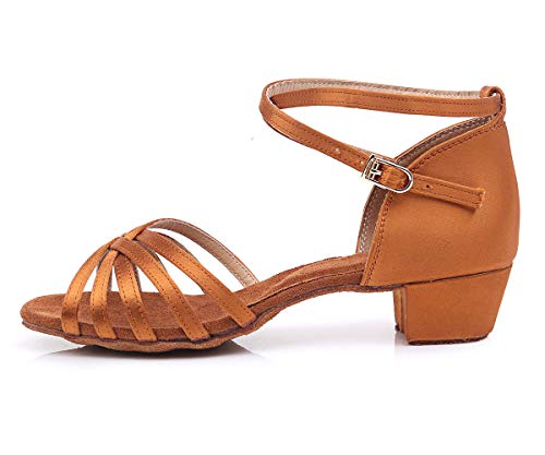 Latin Ballroom Dance Shoes for Girls Kids Satin Low Heel Salsa Tango Dancing Shoes for Women