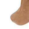 Women's Knee High Suede Boots for Women Wide Calf Square Toe Stiletto Heels Tall Boots Pull On High Heel Long Booties
