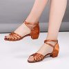 Latin Ballroom Dance Shoes for Girls Kids Satin Low Heel Salsa Tango Dancing Shoes for Women