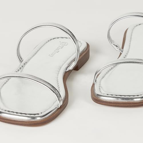 41MjgWQGtnL.jpg Women's Paris Square Toe Two Strap Flat Sandal