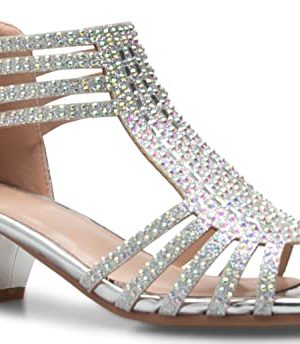 Girl's Cute Adorable Strappy Glitter Open Toe Heel Sandals - Adjustable buckle