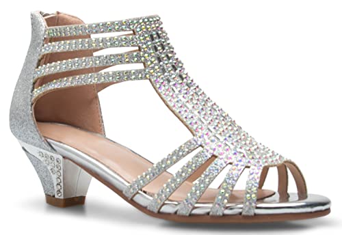 41Ml0wiyziL.jpg Girl's Cute Adorable Strappy Glitter Open Toe Heel Sandals - Adjustable buckle